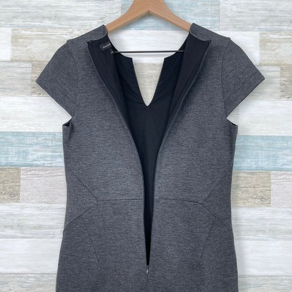 Banana Republic Seamed Ponte Sheath Dress Gray Lined Stretch Career Womens 4 - Picture 5 of 9